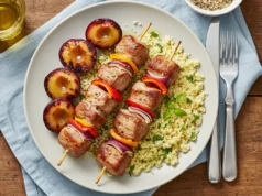 Pork Kebabs With Grilled Plums and Couscous